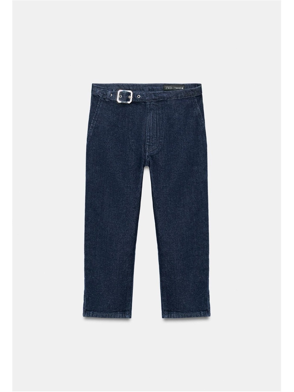 Zara Men Navy Straight-Leg Denim with Buckle Belt